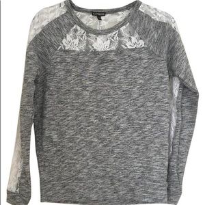 Express Gray Sweater with white lace